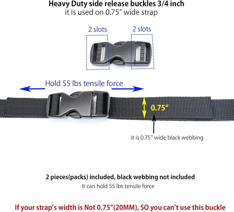 Baitoo Side Release Buckles Heavy Duty Plastic Buckle Snap Clips Clasps Backpack Buckle Replacement for Strap - Image 5